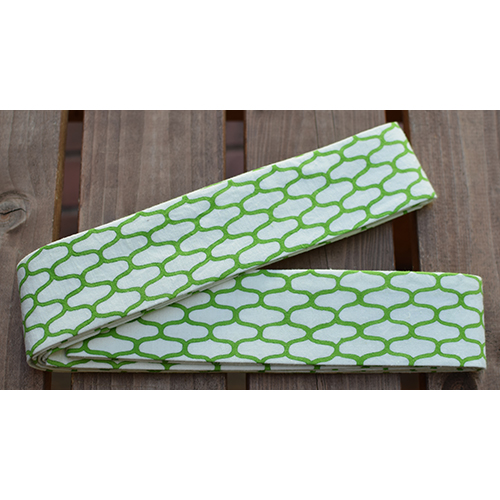 凧人オリジナル綿紬　袢纏帯　網目　緑